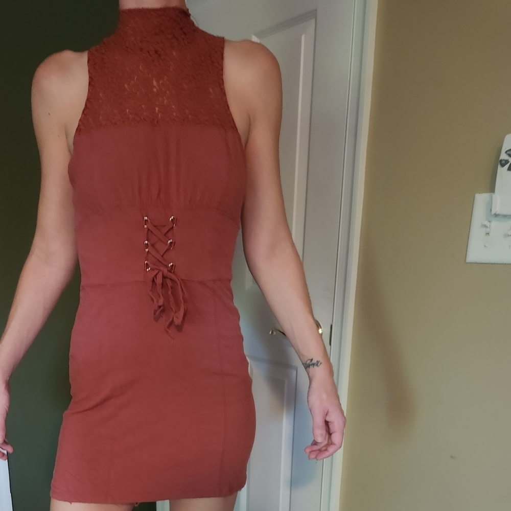 Free people taupe dress small vguc